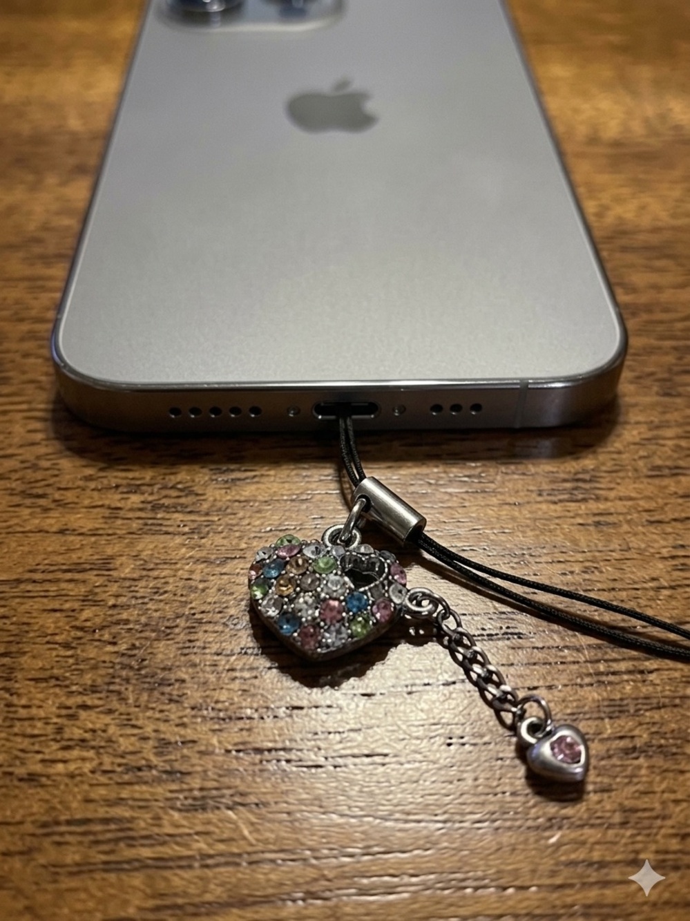 Adorable Rhinestone Heart Phone Accessory